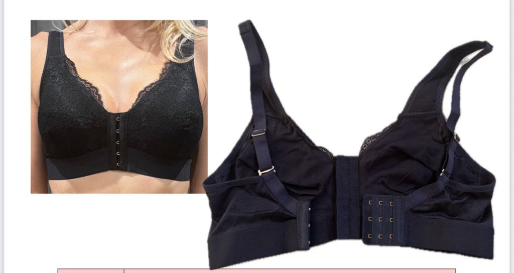 Noobies Lingerie Post Operative & Sleepwear Bra - BLACK LACE